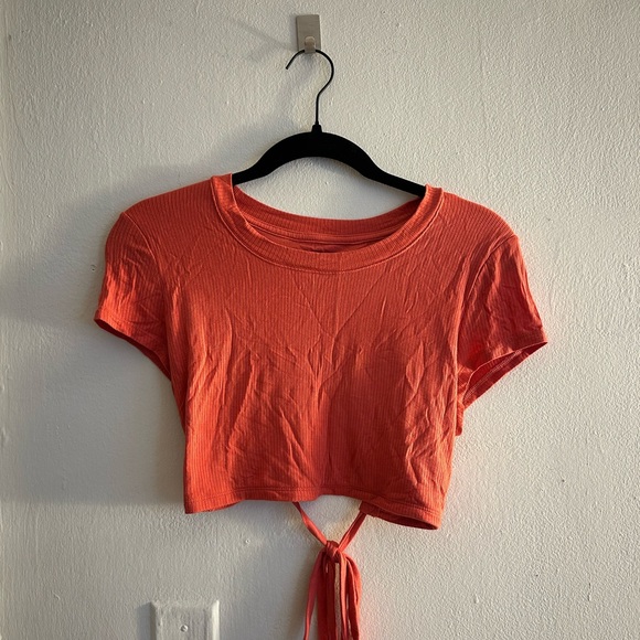 aerie peach open back cropped baby tee (size S) - Picture 1 of 4